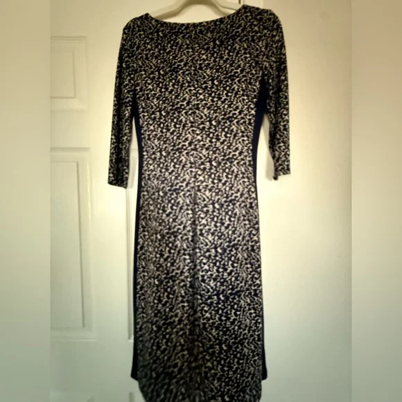 Lauren Ralph Lauren classic sheath dress in a navy & neutral abstract print S 4 - Picture 6 of 13